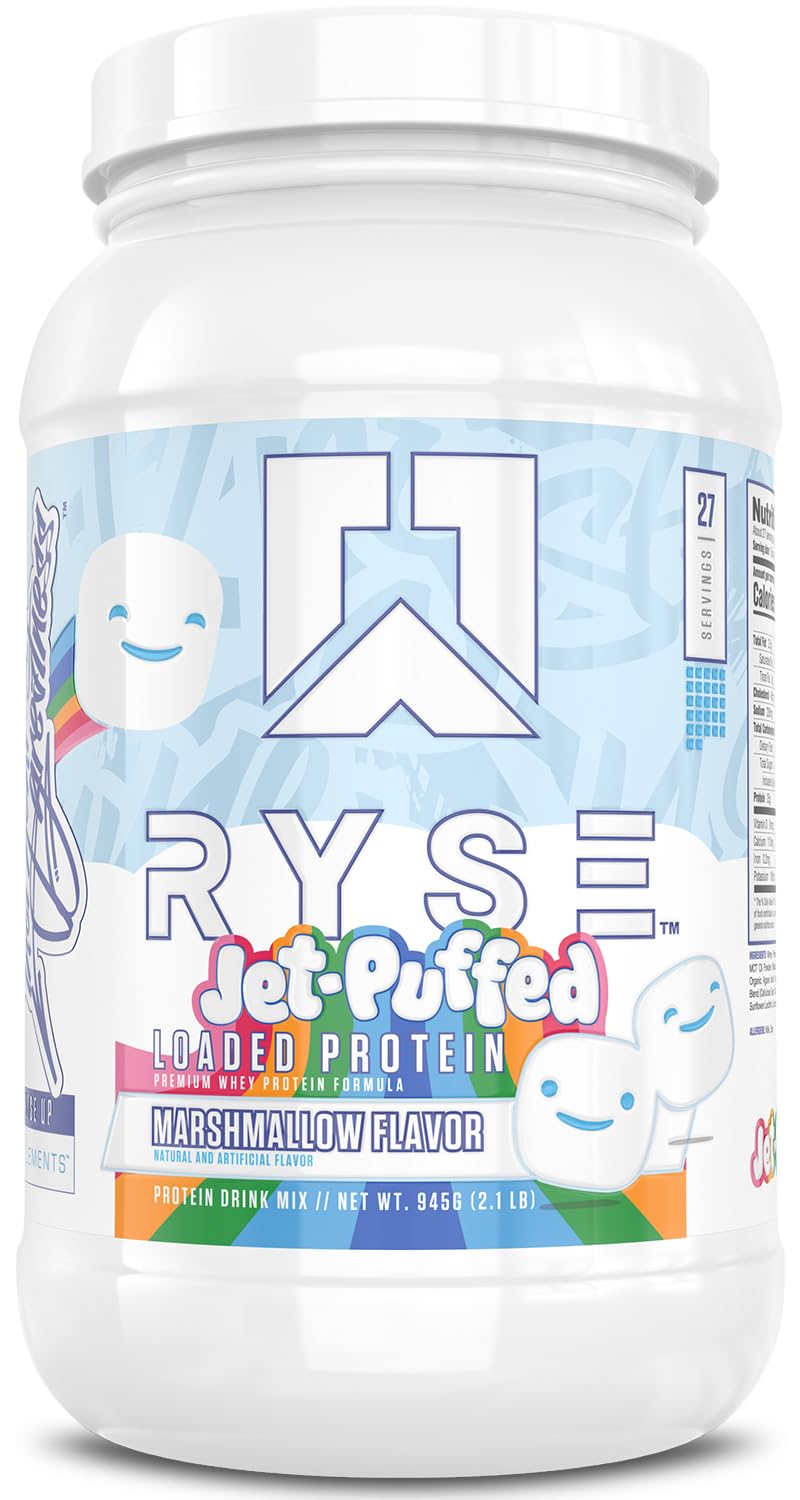 RYSE Loaded Protein Powder - Jet-Puffed Marshmallow - 25g Whey Protein Isolate & Concentrate with Prebiotic Fiber & MCTs - Low Carb, Low Sugar, Digestive-Friendly - 27 Servings / 2 lb Tub - PrimeBioHealth - canada supplements