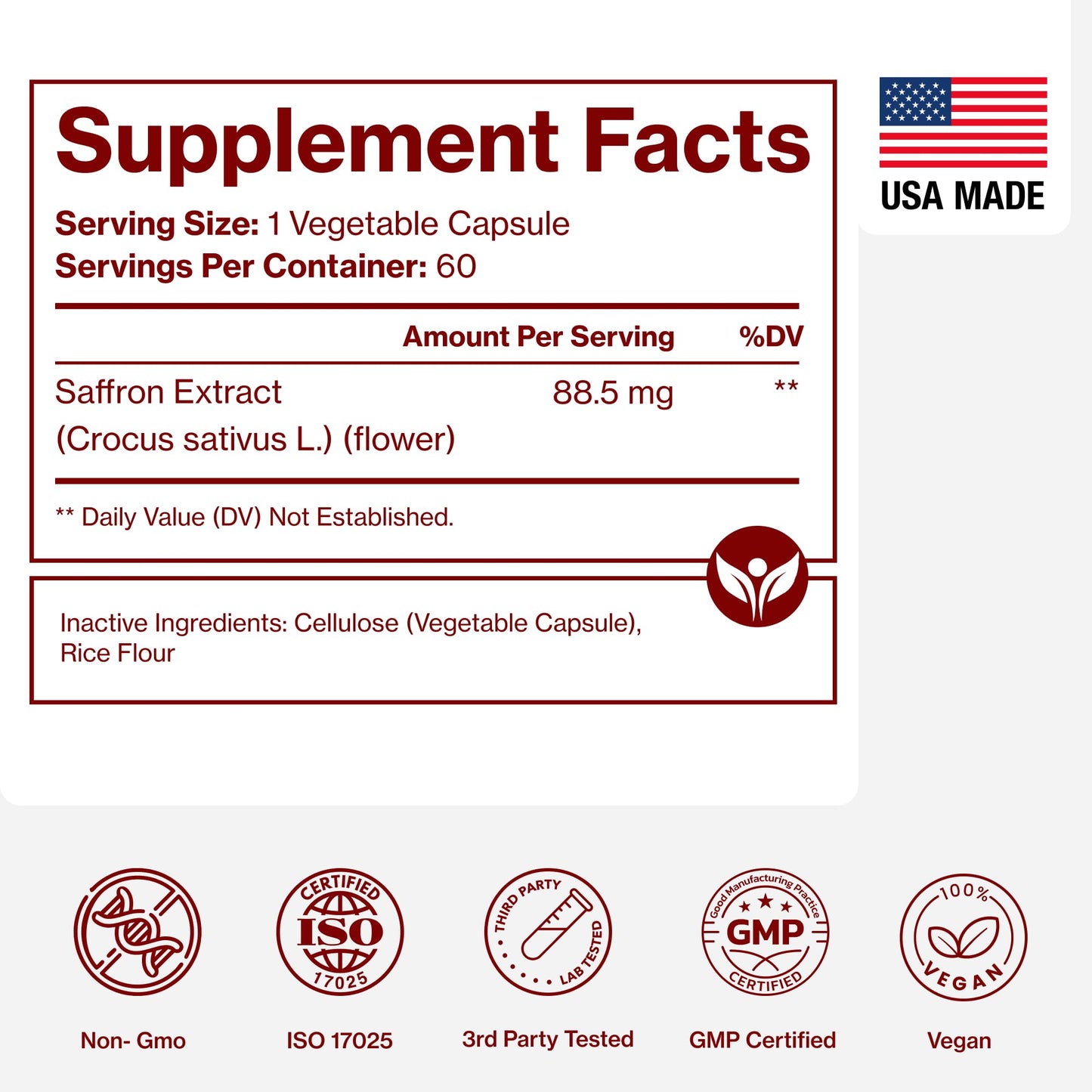 Saffron Supplements - 100% Pure Saffron Extract Capsules - Boost Energy & Mood, Support Eye & Heart Health - PrimeBioHealth - canada supplements