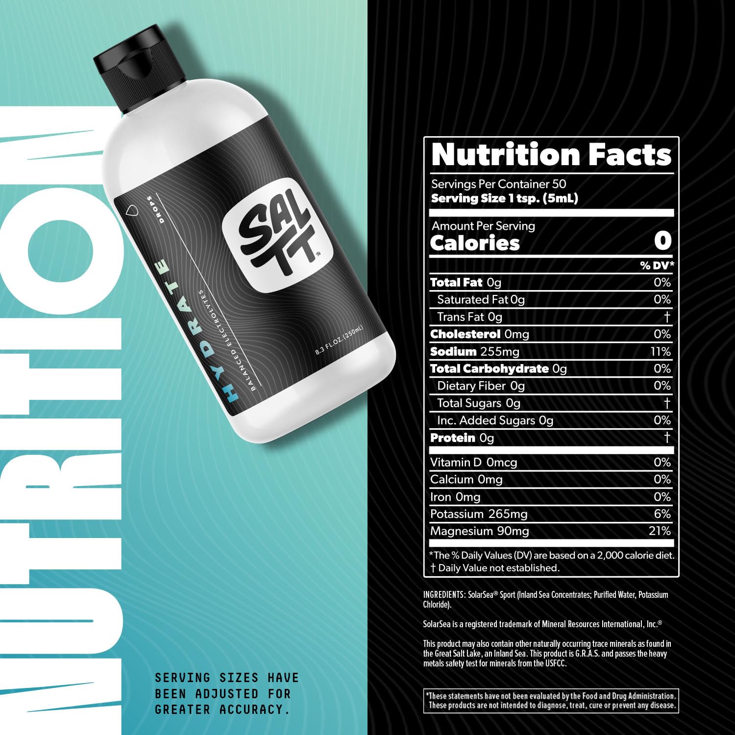 SALTT - Hydrate (8.3 oz) - Electrolytes Drops - Energy Boost - Sodium, Potassium, Magnesium, Zinc, Copper - Unflavored - Ultra Low Carb - Zero Sugar, Vegan, Gluten Free, Non GMO - By Keto Chow - PrimeBioHealth - canada supplements