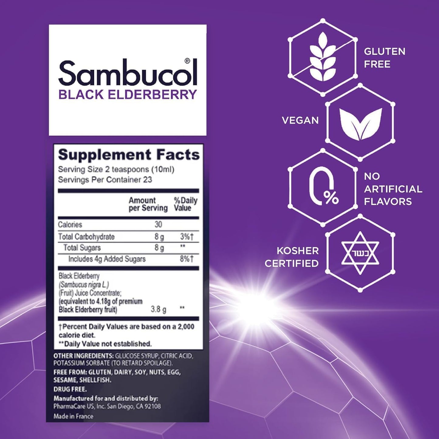 Sambucol Black Elderberry Syrup - Black Elderberry Liquid, Immune Support for Kids and Adults, High Antioxidants, Gluten Free - PrimeBioHealth - canada supplements