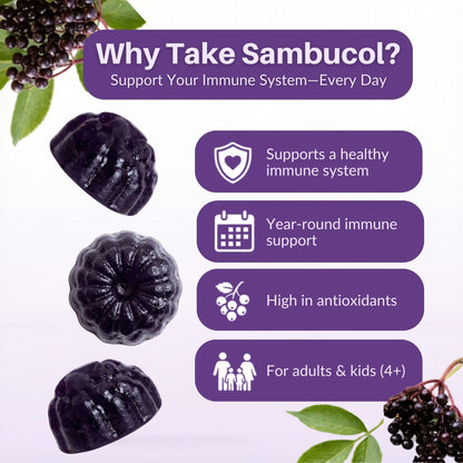Sambucol Elderberry Gummies - Immune Support Supplement for Adults & Kids with Vitamin C & Zinc, Sambucol Elderberry - PrimeBioHealth - canada supplements