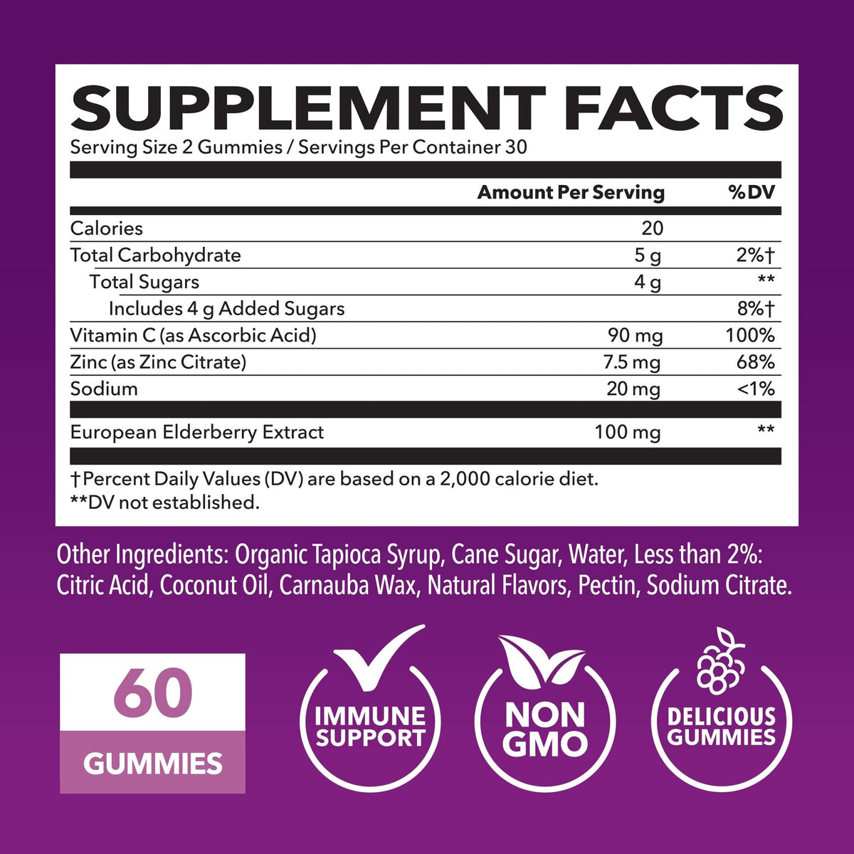 Sambucus Elderberry Gummies for Adults - Immune Support Supplement with Vitamin C and Zinc - Enhanced Formula for Daily Defense - 60 Count - PrimeBioHealth - canada supplements