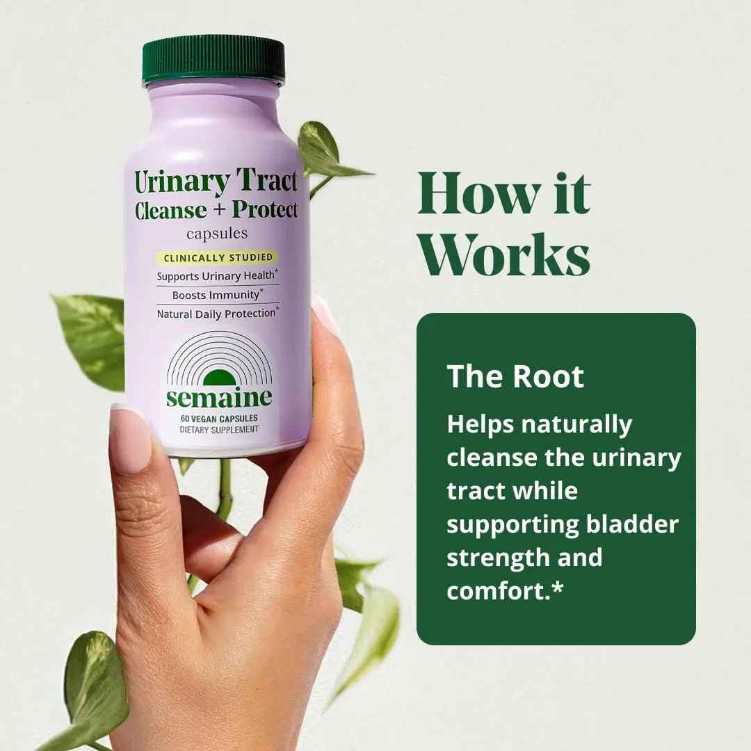 Semaine Urinary Tract Cleanse & Protect – 60 ct, Bladder Support Supplement for Women, Flushes Urinary Tract. Combines Cranberry Proanthocyanidins with Hibiscus