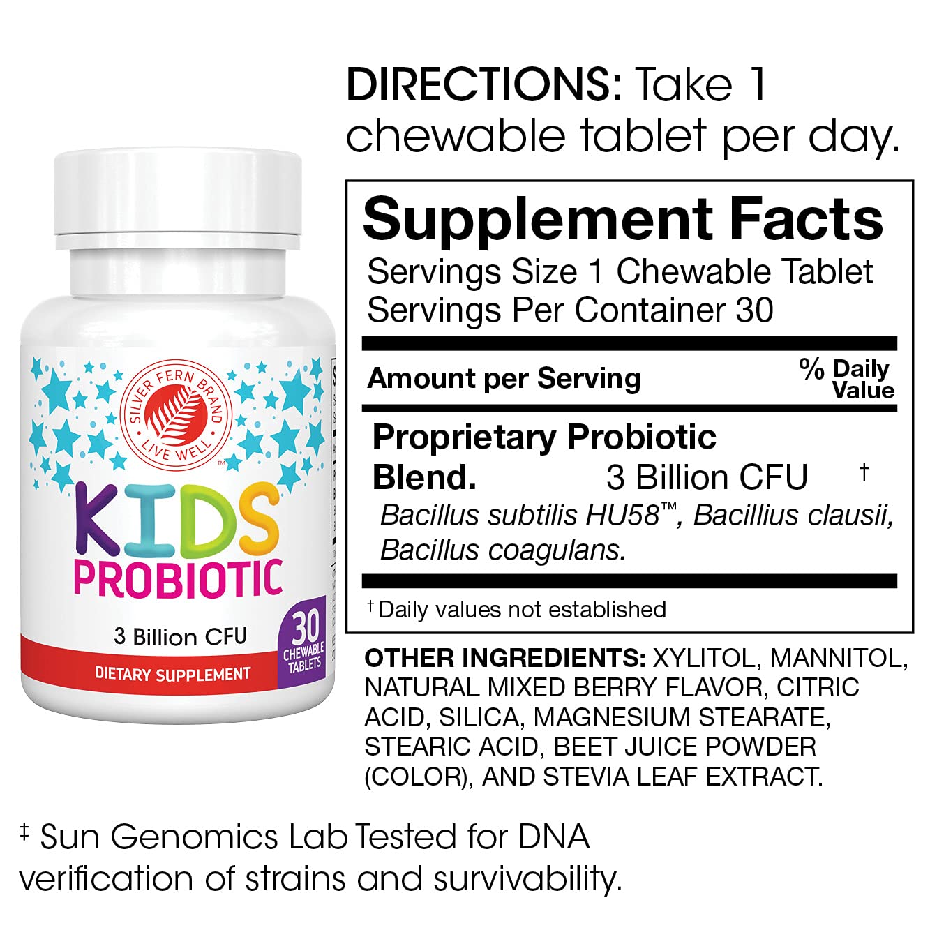 Silver Fern Brand Family Probiotics - Ultimate Adult Probiotic (1 Bottle = 60 Capsules) Plus Ultimate Children's Probiotic for Kids (1 Bottle = 30 Chewables) - Gut Health & Microbiome Support - PrimeBioHealth - canada supplements
