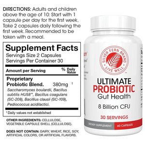Silver Fern Brand Family Probiotics - Ultimate Adult Probiotic (1 Bottle = 60 Capsules) Plus Ultimate Children's Probiotic for Kids (1 Bottle = 30 Chewables) - Gut Health & Microbiome Support - PrimeBioHealth - canada supplements