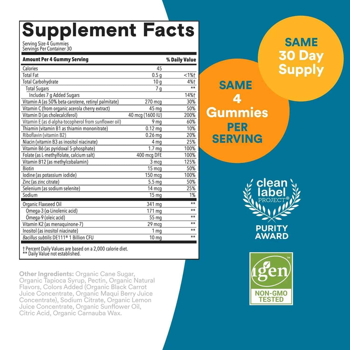 SmartyPants Multivitamin for Men, Organic Gummies: Probiotics, CoQ10, Methylfolate, Omega 3 (ALA), Vitamin D3, C, Vitamin B12