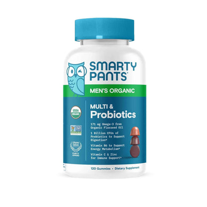SmartyPants Multivitamin for Men, Organic Gummies: Probiotics, CoQ10, Methylfolate, Omega 3 (ALA), Vitamin D3, C, Vitamin B12