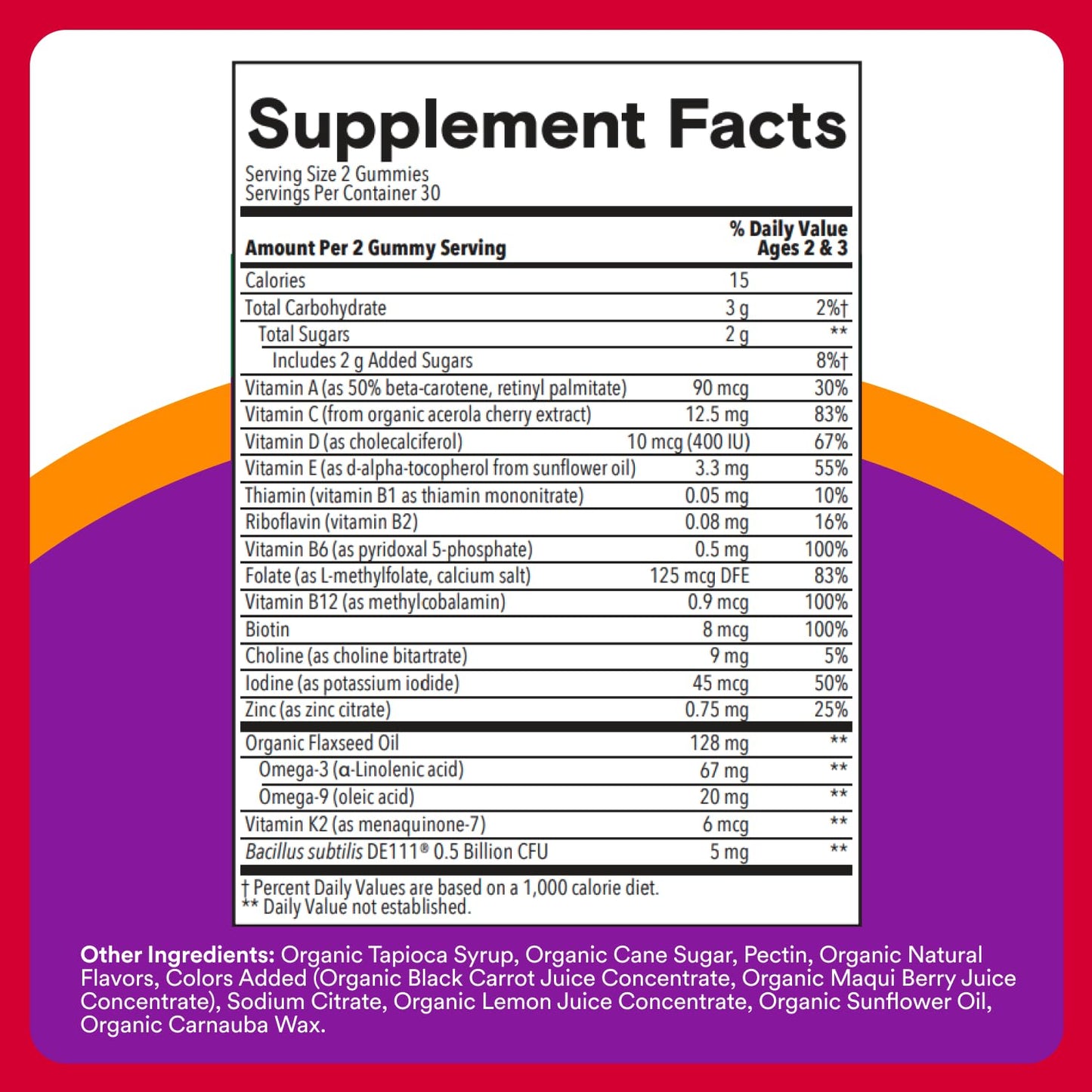 SmartyPants Organic Toddler Multivitamin Gummies: Probiotics, Omega 3 (ALA), Vitamin D3, C, Vitamin B12, B6, A, K & Zinc, Beta Carotene, Gluten Free - PrimeBioHealth - canada supplements