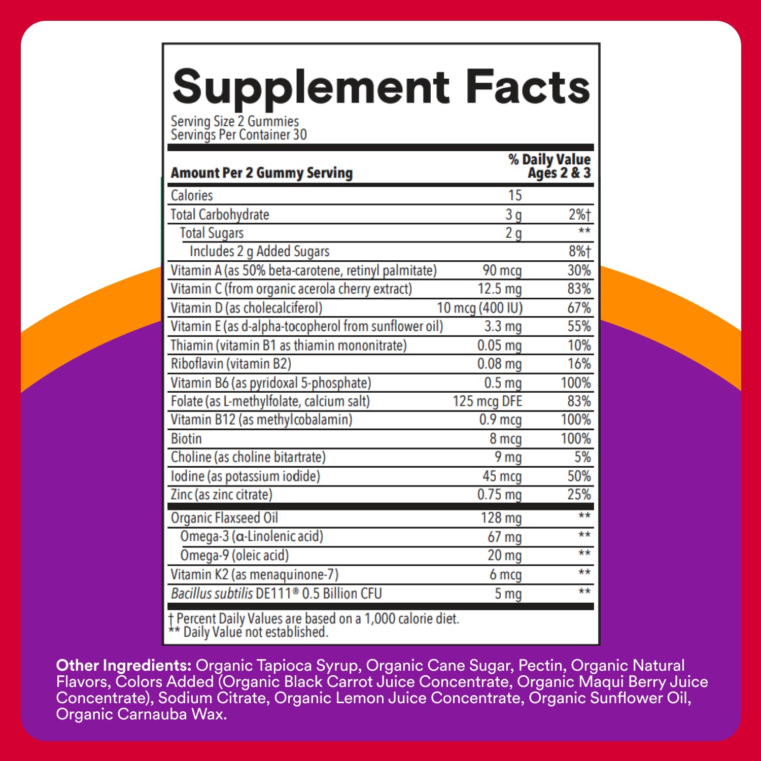 SmartyPants Organic Toddler Multivitamin Gummies: Probiotics, Omega 3 (ALA), Vitamin D3, C, Vitamin B12, B6, A, K & Zinc, Beta Carotene, Gluten Free - PrimeBioHealth - canada supplements