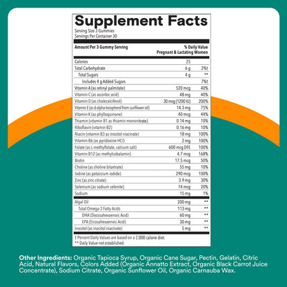 SmartyPants Prenatal Multivitamin Gummies with Omega 3 DHA/EPA, Methylfolate, Biotin, Vitamins D3, C, B12, B6, A, K, and Zinc, Gluten Free, Clean Label - PrimeBioHealth - canada supplements
