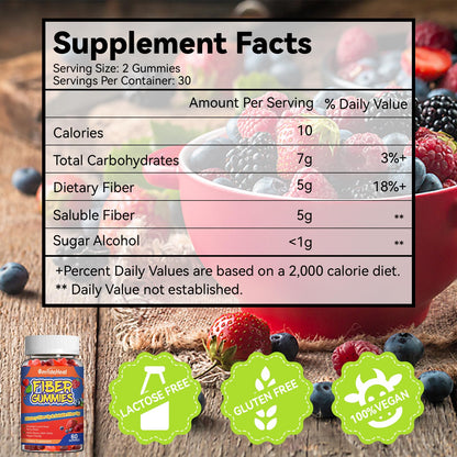 SmildeHeal Fiber Gummies, Dietary Fiber, for Women and Men, Gut Health Support, Non-GMOs, Non-Gluten, Vegan, Mixed Berry - PrimeBioHealth - canada supplements