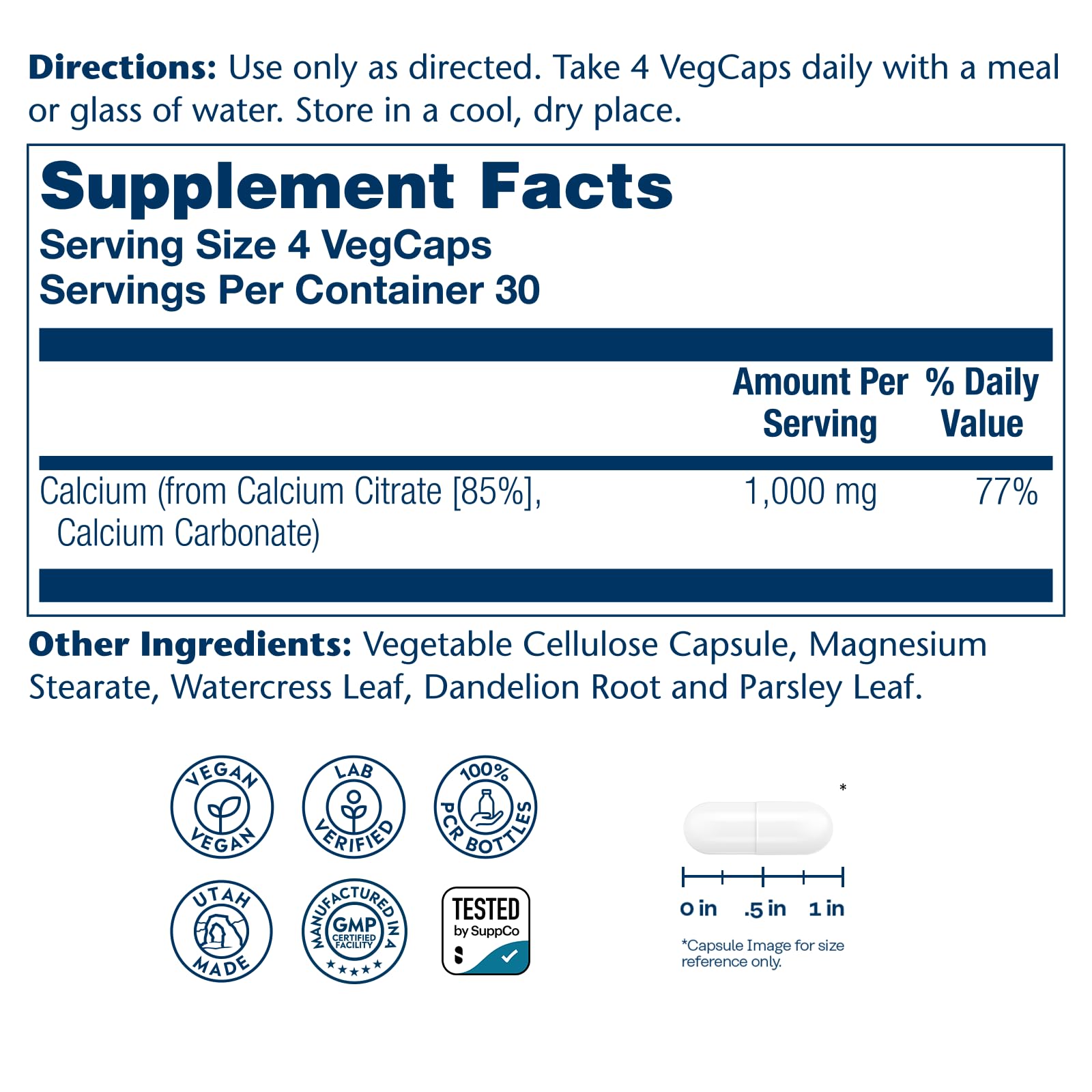 Solaray Calcium Citrate 1000mg - Chelated Calcium Supplement - Supports Bone Strength and Healthy Teeth - Easy to Digest - Vegan - 68 Servings, 275 VegCaps - PrimeBioHealth - canada supplements