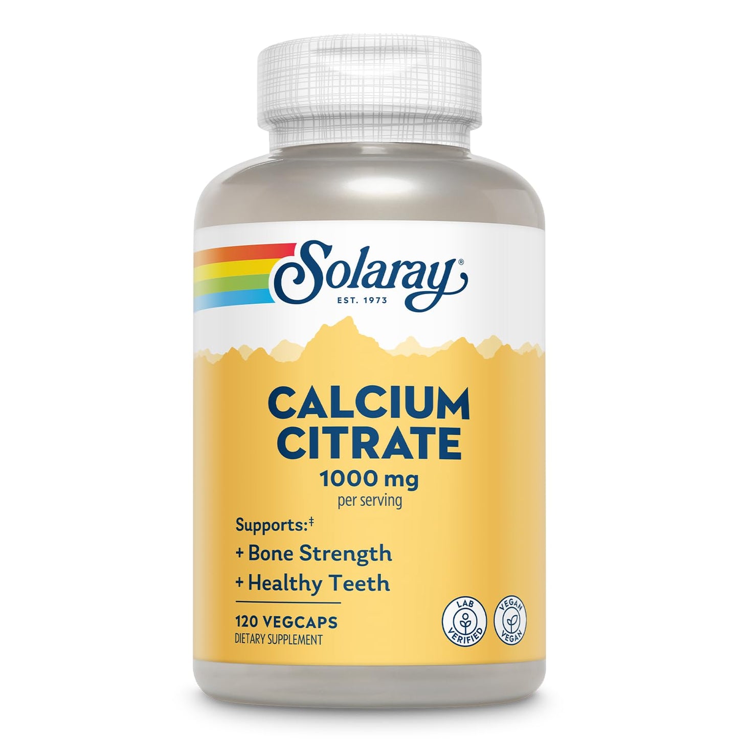 Solaray Calcium Citrate 1000mg - Chelated Calcium Supplement - Supports Bone Strength and Healthy Teeth - Easy to Digest - Vegan - 68 Servings, 275 VegCaps - PrimeBioHealth - canada supplements