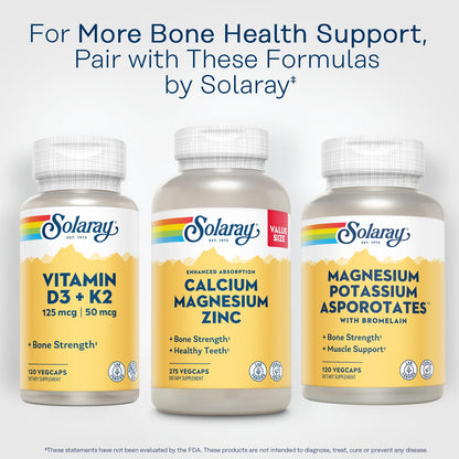 SOLARAY Calcium Magnesium Zinc Supplement - with Calcium 1000mg, Magnesium 500mg - Bone Health, Muscle Function, Heart Health and Immune Support - Vegan, 60 Day Guarantee, 68 Servings, 275 VegCaps - PrimeBioHealth - canada supplements