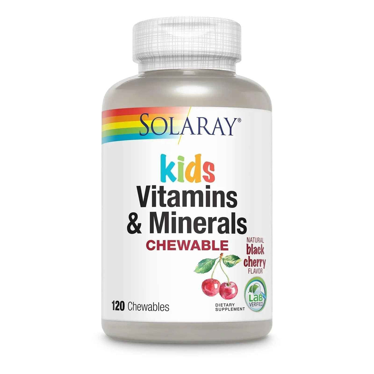 SOLARAY Childrens Vitamins & Minerals Complete Multivitamin for Kids Great Black Cherry Flavor