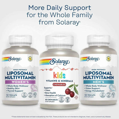 SOLARAY Childrens Vitamins & Minerals Complete Multivitamin for Kids Great Black Cherry Flavor