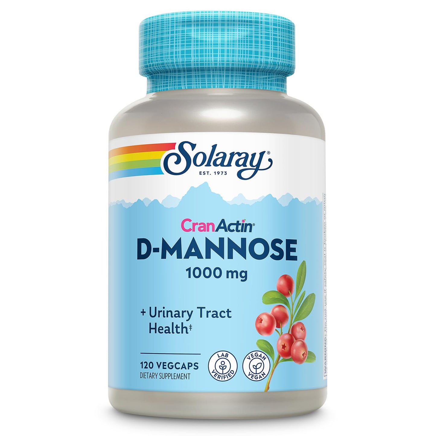 Solaray D-Mannose 1000mg with CranActin Cranberry Supplement 400mg, Urinary Tract Health & Bladder Support Capsules with Vitamin C, Vegan, 60 Day Guarantee, 75 Servings, 150 VegCaps - PrimeBioHealth - canada supplements