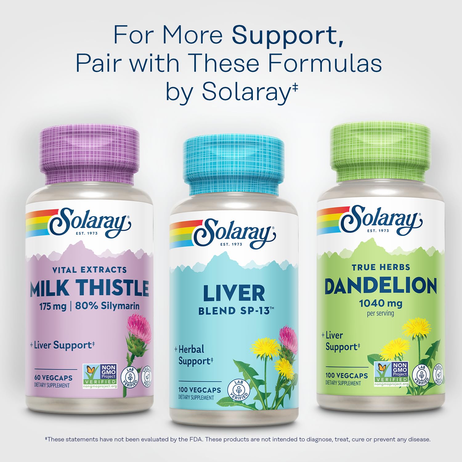 SOLARAY Liver Blend SP-13 - Traditional Herbal Support with Milk Thistle Extract, Dandelion Root, Burdock, Kelp, Peppermint and Trace Minerals - 60-Day Guarantee, 100 Servings, 100 VegCaps - PrimeBioHealth - canada supplements