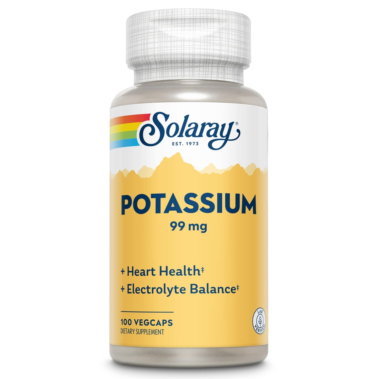 SOLARAY Potassium 99 mg - Electrolyte Balance Formula - Potassium Supplement for Electrolytes, Vascular and Heart Health Support, Lab Verified, 200 Servings, 200 VegCaps - PrimeBioHealth - canada supplements