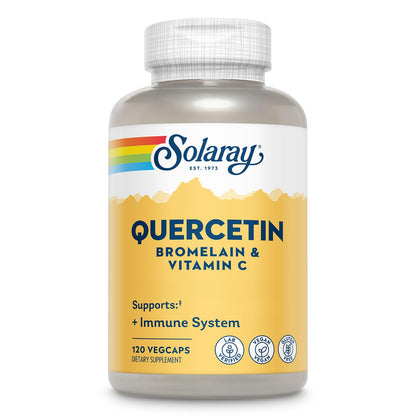 SOLARAY Quercetin Bromelain & Vitamin C, Immune System, Sinus, Respiratory & Antioxidant Activity Support, Vegan, 500mg of Quercetin & 1,235mg of VIT C, 60 Day Guarantee, 75 Servings, 150 VegCaps - PrimeBioHealth - canada supplements