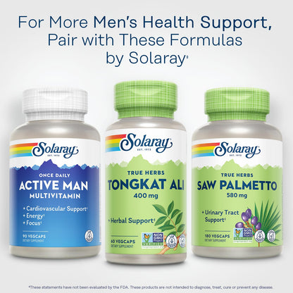 SOLARAY Tongkat Ali 400 mg - Longjack Tongkat Ali for Men - Herbal Support for Men's Health and Vitality - Vegan, Non-GMO, Lab Verified - 180 Servings, 180 VegCaps - PrimeBioHealth - canada supplements