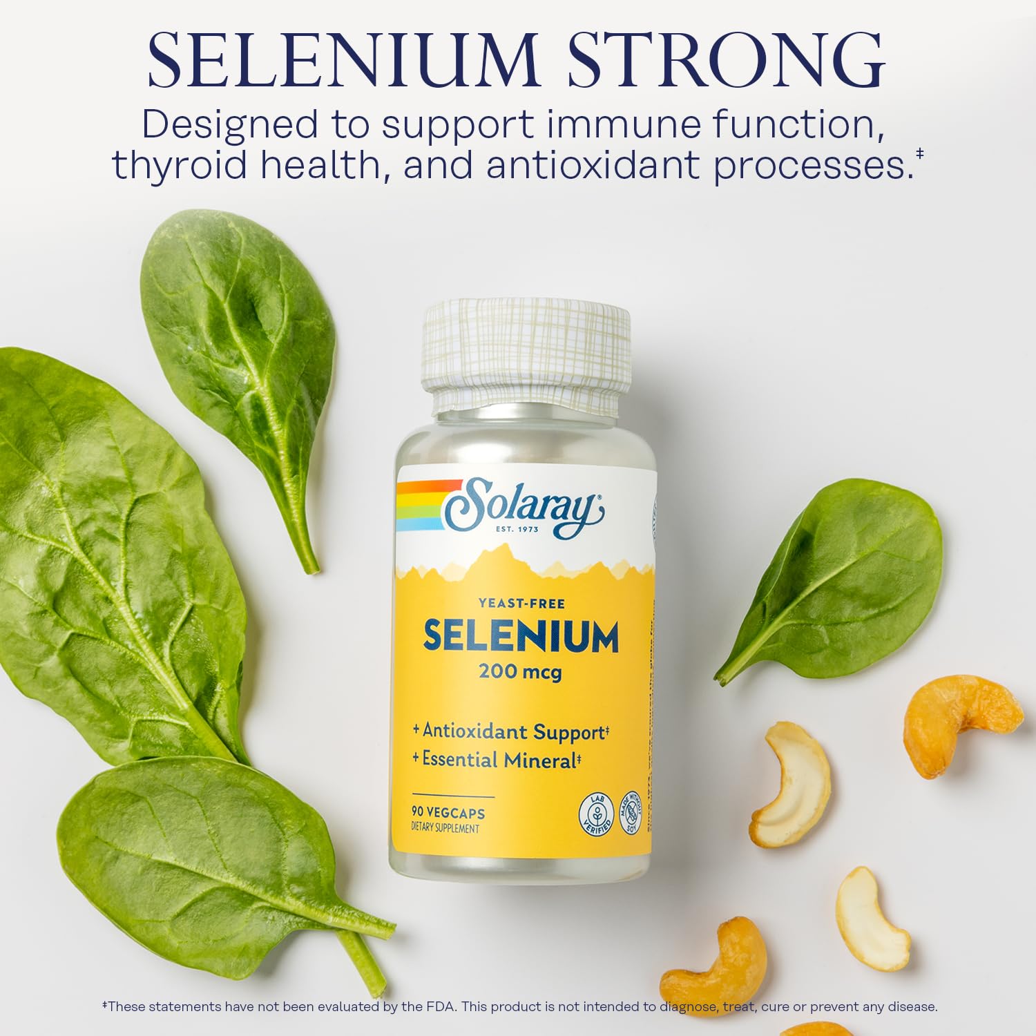 Solaray Yeast Free Selenium 200mcg, Selenium Capsules for Healthy Thyroid Function & Immune Support, High Absorption Supplement, Vegan, 90 Servings, 90 VegCaps - PrimeBioHealth - canada supplements