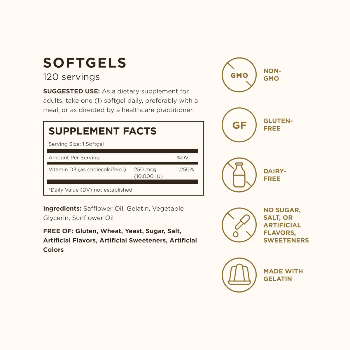 Solgar Vitamin D3 (Cholecalciferol) 250 MCG (10,000 IU), 120 Softgels - Helps Maintain Healthy Bones & Teeth - Immune System Support - PrimeBioHealth - canada supplements