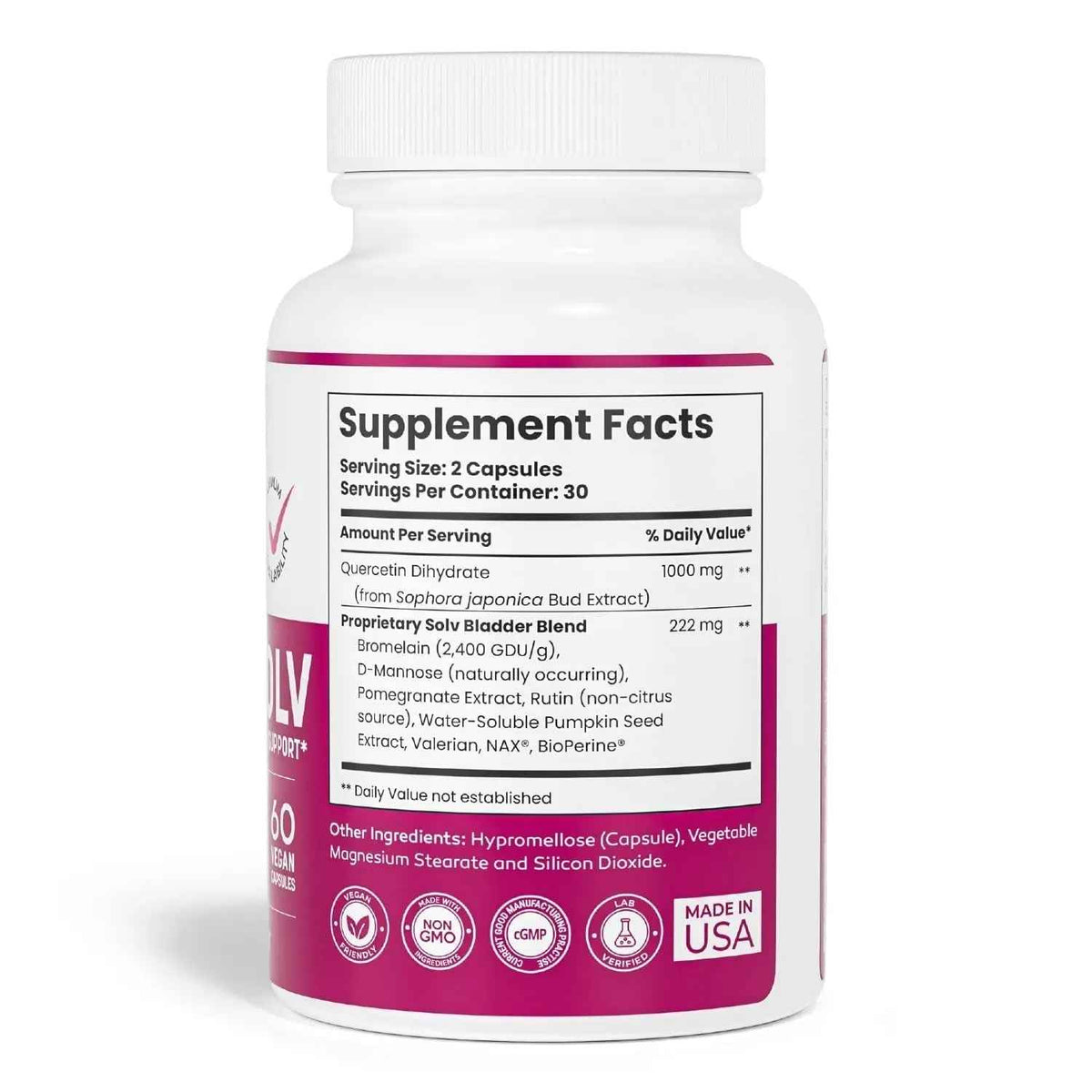 SOLV NATURALS CYSTASOLV Bladder & Pelvic Discomfort Formula - Enjoy Less Urgency & Flares* with Daily IC/BPS UTI Support – Premium Bladder & Urinary Support for Women & Men - 60 Vegan Capsules