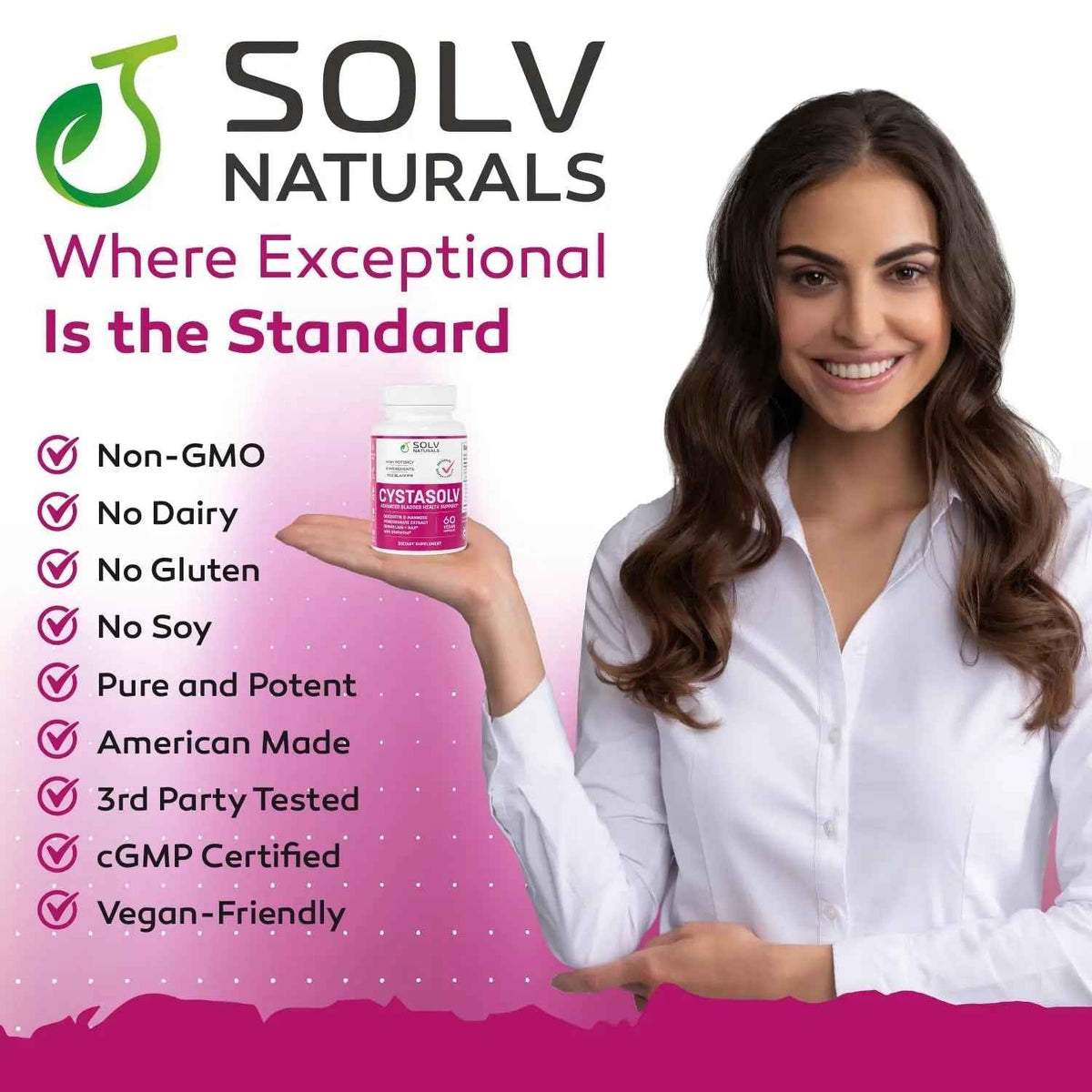 SOLV NATURALS CYSTASOLV Bladder & Pelvic Discomfort Formula - Enjoy Less Urgency & Flares* with Daily IC/BPS UTI Support – Premium Bladder & Urinary Support for Women & Men - 60 Vegan Capsules