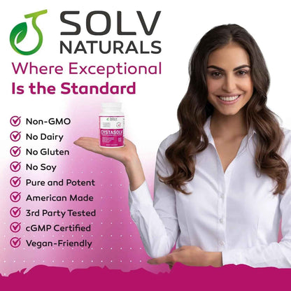 SOLV NATURALS CYSTASOLV Bladder & Pelvic Discomfort Formula - Enjoy Less Urgency & Flares* with Daily IC/BPS UTI Support – Premium Bladder & Urinary Support for Women & Men - 60 Vegan Capsules