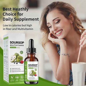 Soursop Bitters Liquid 2 Fl Oz, Soursop Graviola Leaf Extract Liquid Drop, Soursop Multivitamin Liquid Drops Organic for Cell Support, Immune System, Relax
