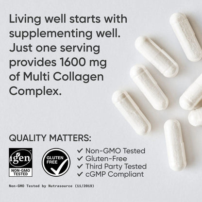 Sports Research® Multi Collagen Pills for Women & Men - Collagen Peptides (Type I, II, III, V, X) Enhanced with Hyaluronic Acid & Vitamin C - Gluten Free ­· Non-GMO - 90 Capsules - PrimeBioHealth - canada supplements