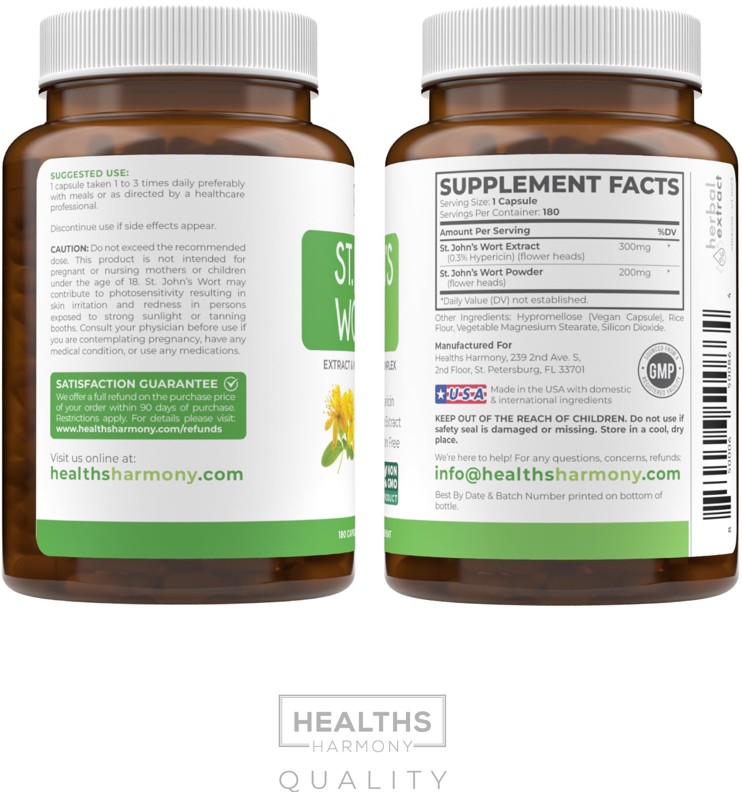 St John's Wort Capsules - Powerful & Potent Saint John's Wort Extract & Whole Herb Complex Standardized to 900mcg Hypericin for Balancing Daily Mood Support - Vegan Non-GMO & Lab Verified (120 Caps) - PrimeBioHealth - canada supplements