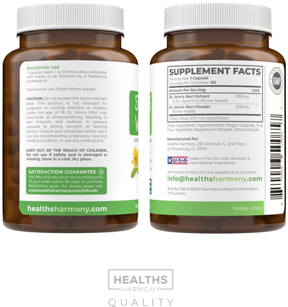 St John's Wort Capsules - Powerful & Potent Saint John's Wort Extract & Whole Herb Complex Standardized to 900mcg Hypericin for Balancing Daily Mood Support - Vegan Non-GMO & Lab Verified (120 Caps) - PrimeBioHealth - canada supplements