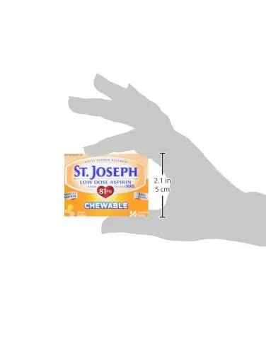 St. Joseph Aspirin Pain Reliever (NSAID) 81mg, Chewable Orange Tablets, Adult Low Dose Regimen, 36 ct