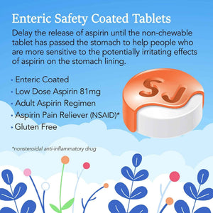 St. Joseph Aspirin Pain Reliever (NSAID) 81mg, Enteric Safety Coated, Adult Low Dose Aspirin, 365 ct