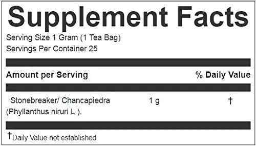 Stone Breaker Chanca Piedra Herbal Tea - 100% Naural from Peru ( 25 Tea Bags ) Natural Kidney Cleanse & Gallbladder Stones Support– Detoxify Urinary Tract, Flush Impurities, Clear Urinary System