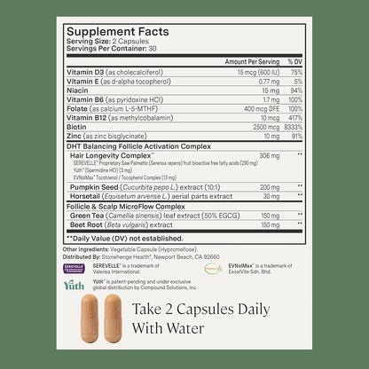 Stonehenge Health Dynamic Hair Energy for Men – Hair Growth Supplement with Saw Palmetto, Spermidine, Biotin & Tocotrienols – Supports Thicker, Denser, Fuller-Looking Hair – 60 Vegetarian Capsules - PrimeBioHealth - canada supplements