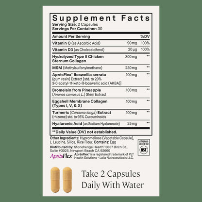 Stonehenge Health Dynamic Joint Health Supplement – AprèsFlex® Boswellia Serrata Fast-Acting Joint Support & Comfort – MSM, Multi-Type Collagen, Turmeric, Bromelain, Vitamins C & D3 | 60 Capsules - PrimeBioHealth - canada supplements