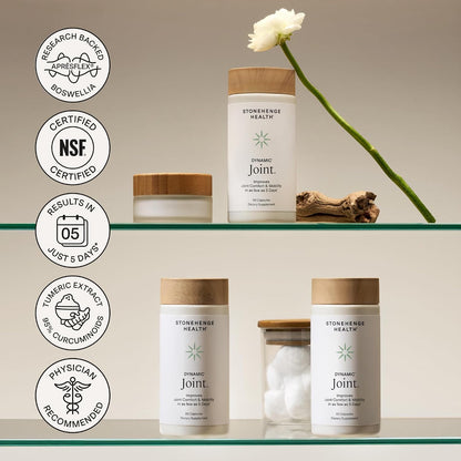 Stonehenge Health Dynamic Joint Health Supplement – Fast-Acting Support with AprèsFlex® Boswellia, MSM, Multi-Type Collagen, Turmeric, Bromelain, Vitamins C & D3 60 Count (Pack of 2) - PrimeBioHealth - canada supplements