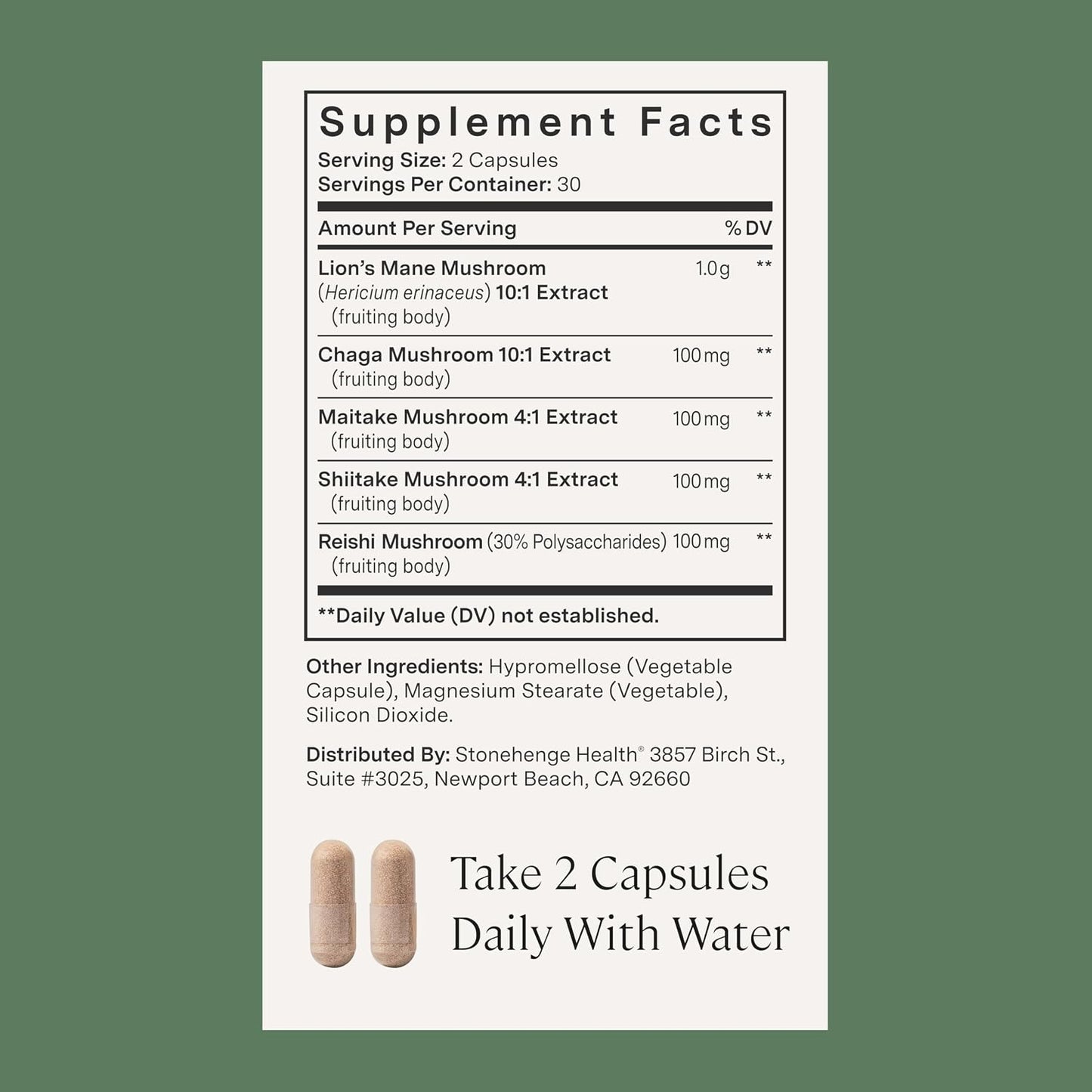Stonehenge Health Dynamic Mushrooms 1,400 mg – 5 Mushroom Complex (Lion’s Mane, Reishi, Chaga, Maitake, Shiitake) – 100% Fruiting Bodies, – Brain, Memory, Focus & Immune Support – 60 Caps (3 Pack) - PrimeBioHealth - canada supplements