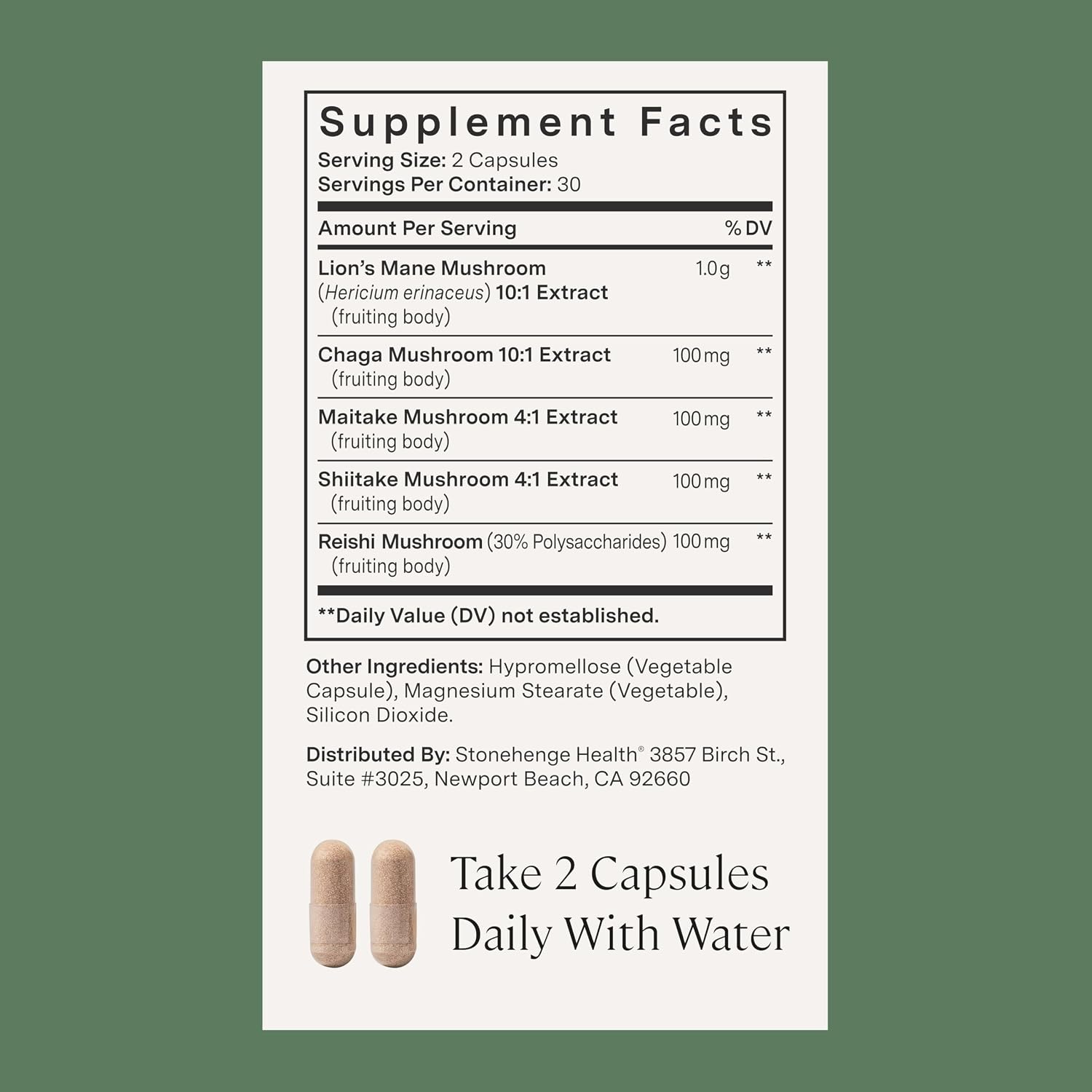 Stonehenge Health Dynamic Mushrooms 1,400 mg – 5 Mushroom Complex (Lion’s Mane, Reishi, Chaga, Maitake, Shiitake) – 100% Fruiting Bodies, – Brain, Memory, Focus & Immune Support – 60 Caps (3 Pack) - PrimeBioHealth - canada supplements