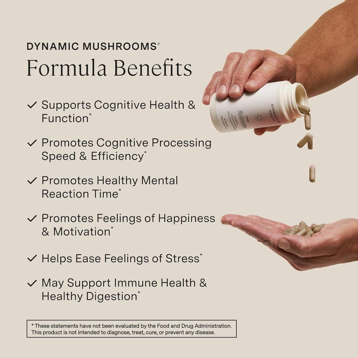 Stonehenge Health Dynamic Mushrooms 1,400 mg Per Serving, 5 Mushroom Complex (Lion’s Mane, Reishi, Chaga, Maitake, Shiitake) 100% Fruiting Bodies, No Mycelium – Brain, Memory & Immune Support 60 Caps - PrimeBioHealth - canada supplements