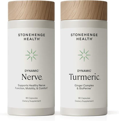 Stonehenge Health Dynamic Nerve + Dynamic Turmeric Bundle Supplements to Support Comfort, Tingling, Numbness, Burning - PrimeBioHealth - canada supplements