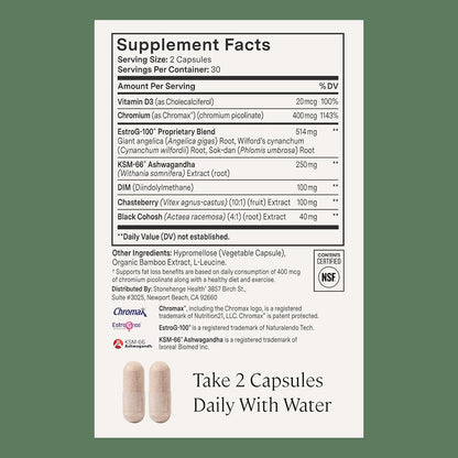 Stonehenge Health for Women Menopause Support for Peri + Menopause + Post - Mood, Energy, Stress, Hot Flashes, Night Sweats, Sleep & Cortisol, Chromax Chromium, Vitamin D3, KSM-66 Ashwagandha (2 Pack) - PrimeBioHealth - canada supplements