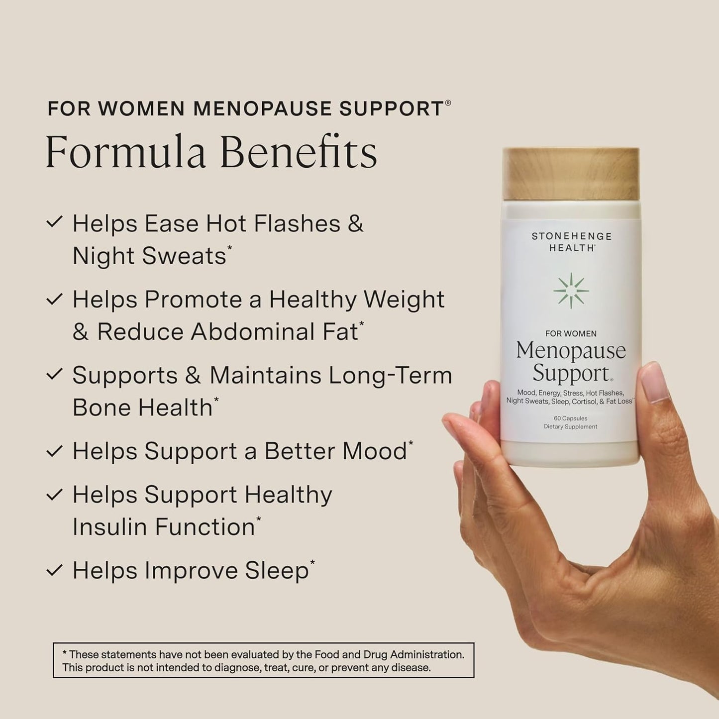 Stonehenge Health for Women Menopause Support for Peri + Menopause + Post - Mood, Energy, Stress, Hot Flashes, Night Sweats, Sleep & Cortisol, Chromax Chromium, Vitamin D3, KSM-66 Ashwagandha - PrimeBioHealth - canada supplements