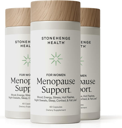 Stonehenge Health for Women Menopause Support for Peri + Menopause + Post - Mood, Energy, Stress, Hot Flashes, Night Sweats, Sleep & Cortisol, Chromax Chromium, Vitamin D3, KSM-66 Ashwagandha (3 Pack) - PrimeBioHealth - canada supplements