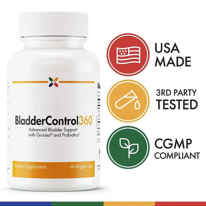 Stop Aging Now - BladderControl360 Formula - Bladder Control Support - Go-Less & Probiotics - Urinary Health Probiotic Supplement - Lactobacillus Rhamnosus, Pumpkin Seed & Soy Germ Extracts - 60 Vcaps