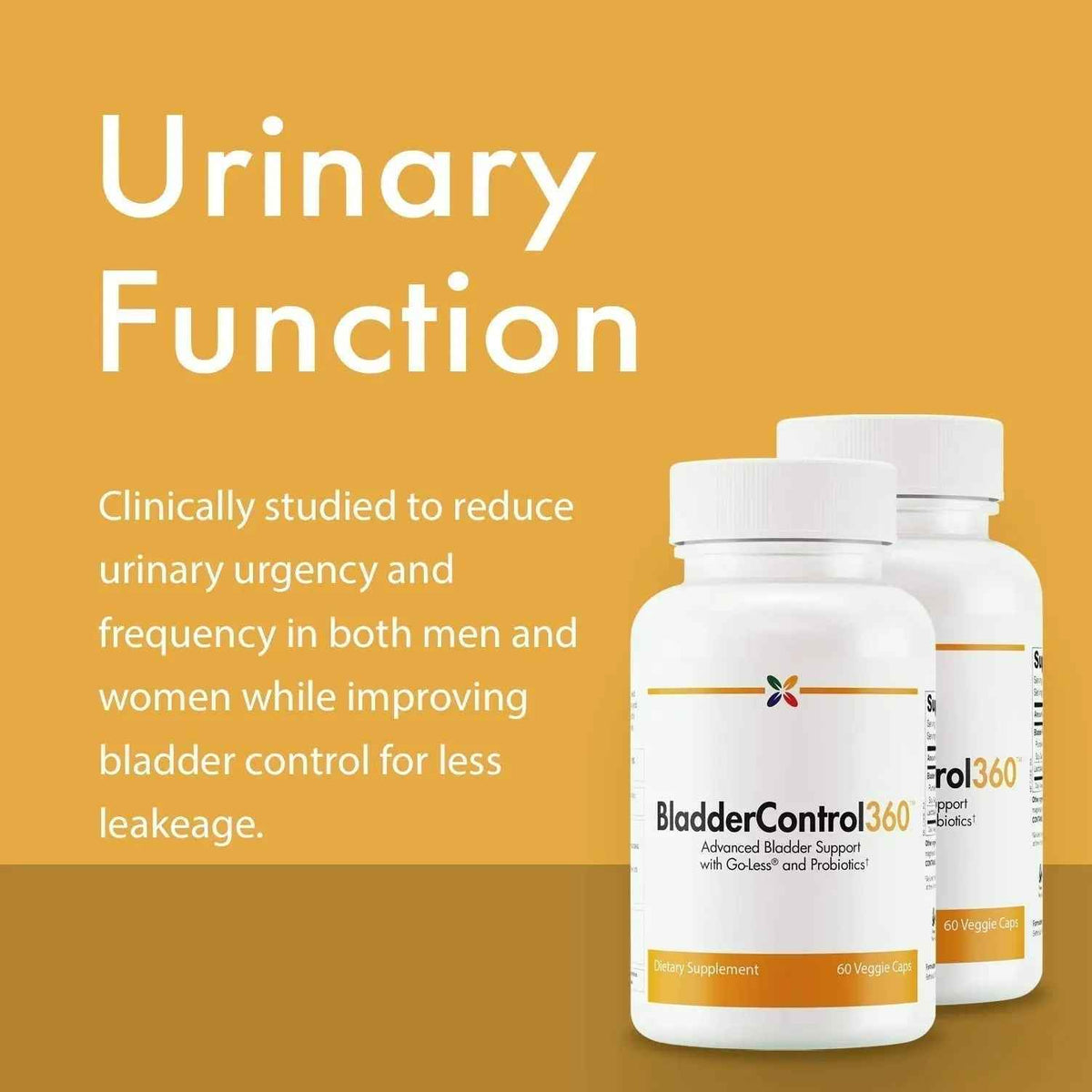 Stop Aging Now - BladderControl360 Formula - Bladder Control Support - Go-Less & Probiotics - Urinary Health Probiotic Supplement - Lactobacillus Rhamnosus, Pumpkin Seed & Soy Germ Extracts - 60 Vcaps