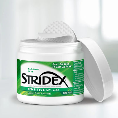Stridex Acne Pads Sensitive With Aloe 55 Count Alcohol-Free - PrimeBioHealth - canada supplements